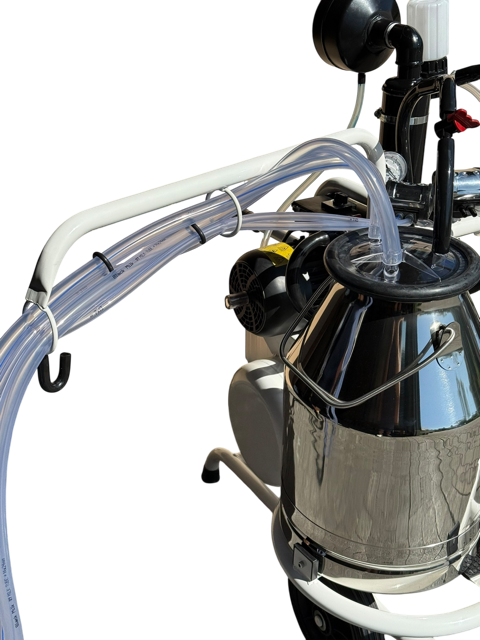 Doppelter Minimilker mit Vakuumtank,  geölter Vakuumpumpe ,kompl. mit 2 x 30 Liter Edelstahl Eimer und 4 x BM Ziege Classic