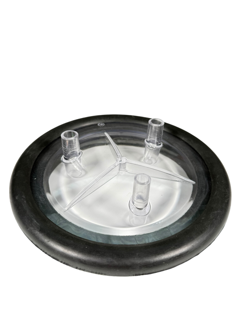 Melkeimerdeckel, Kunststoff Ø 202mm, mit 3 Anschlüssen, Ø 17 mm  inkl. Dichtung