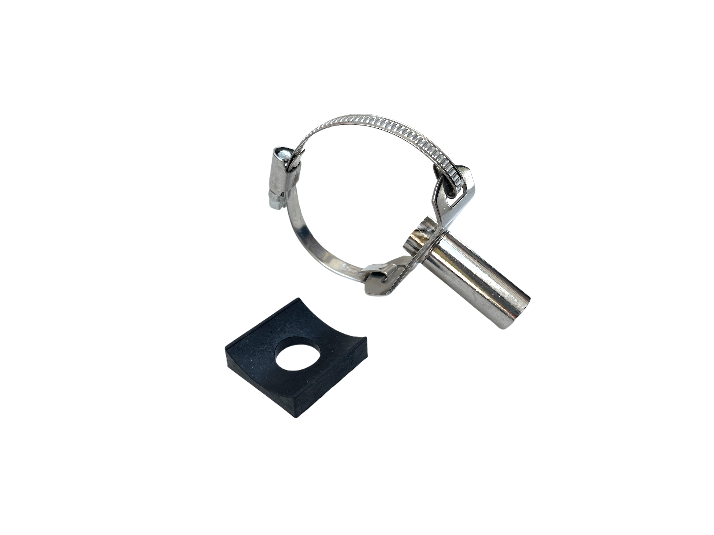 Edelstahl Milchanschluss, Schlauchschelle und Dichtung, 24/26mm, gerade für Ø 63 bis 76mm Milchleitung