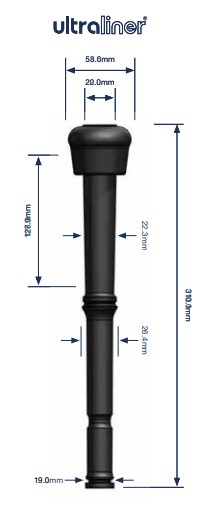 Zitzengummi Ø 20 mm Loch, Ø 12,5 mm Anschluss, Länge 310 mm passend für 96400701