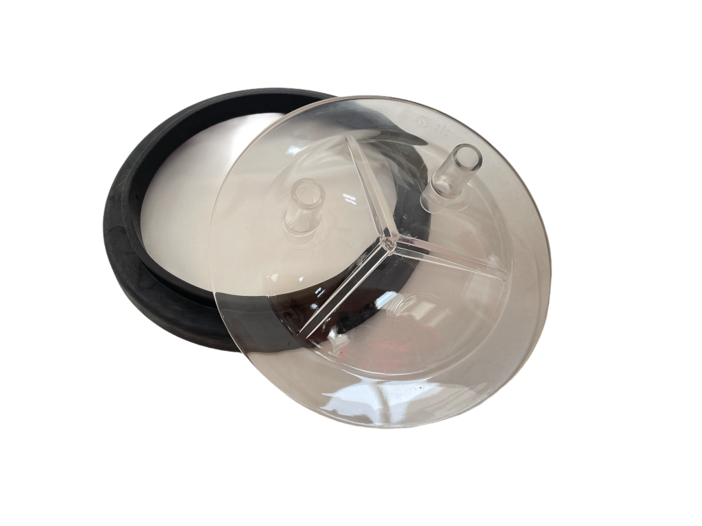 Deckel, transparent, mit 17 mm Stutzen