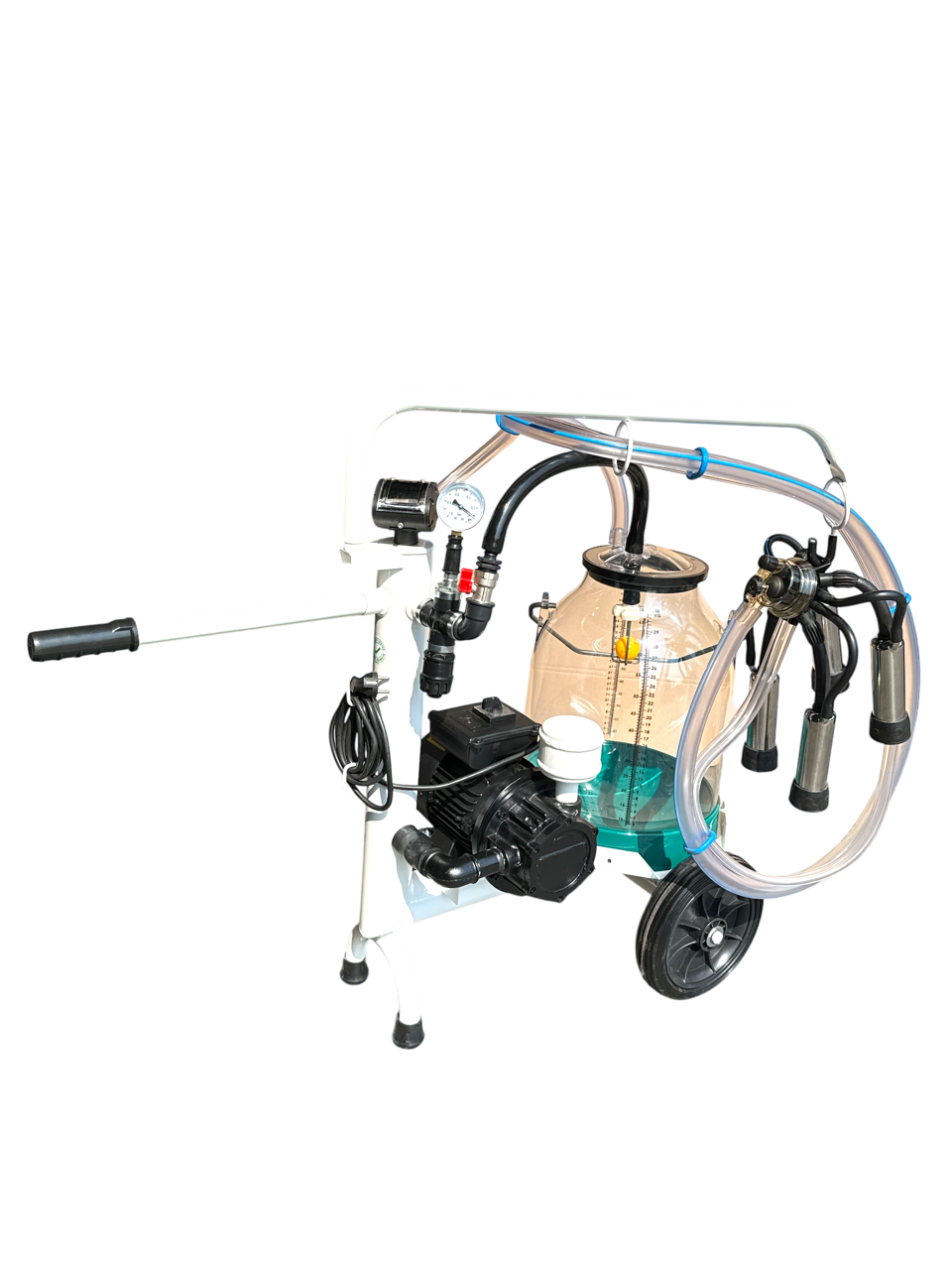 Minimilker ohne Vakuumtank, weißes Gestell, 30 Liter Kunststoffeimer grün, HCC150, kompl.