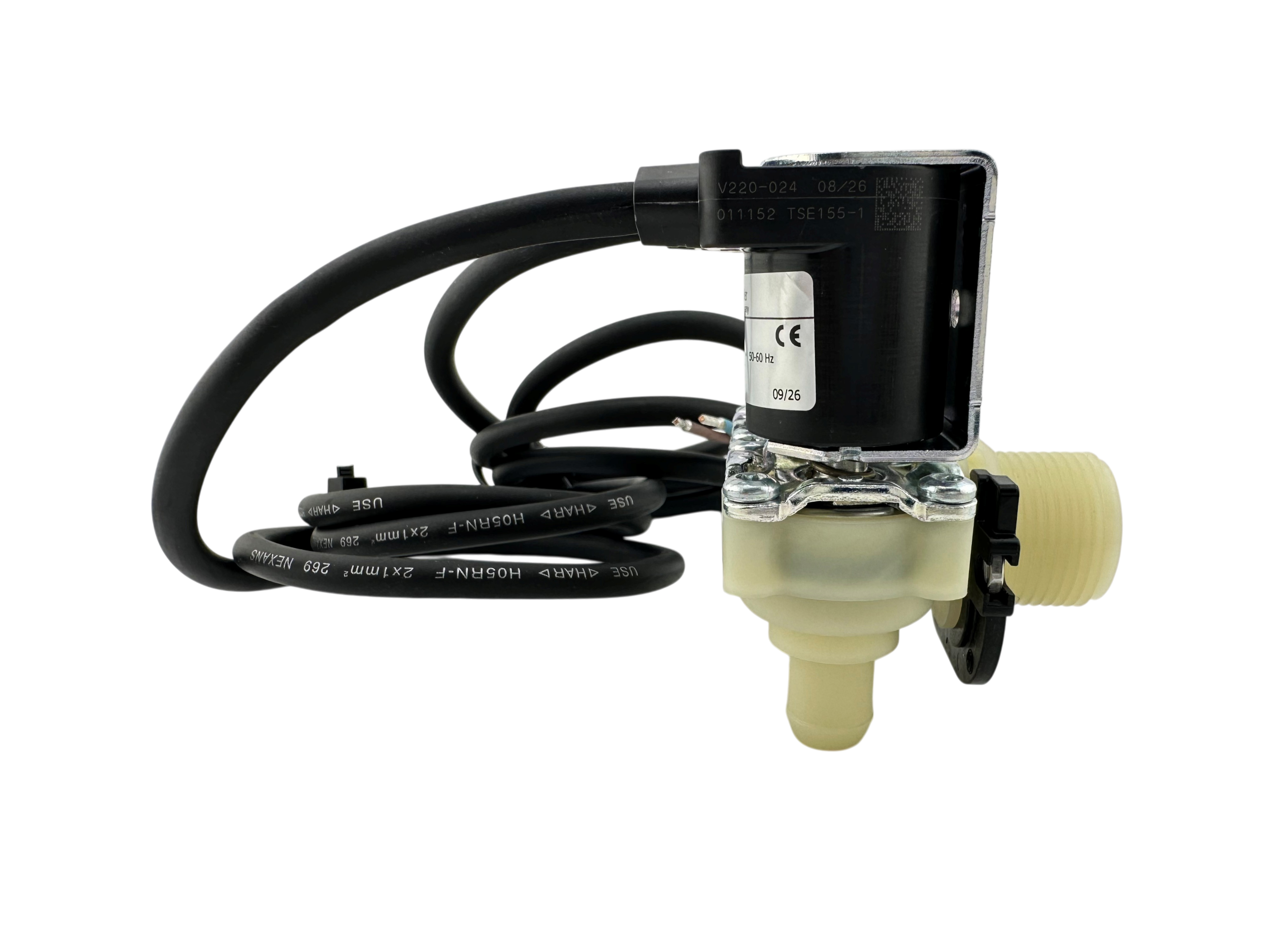 Zweifach Magnetventil, winklig(90°), 230V, ¾" Anschluss, Ø 13,5mm Stutzen, Spulen mit Kabel