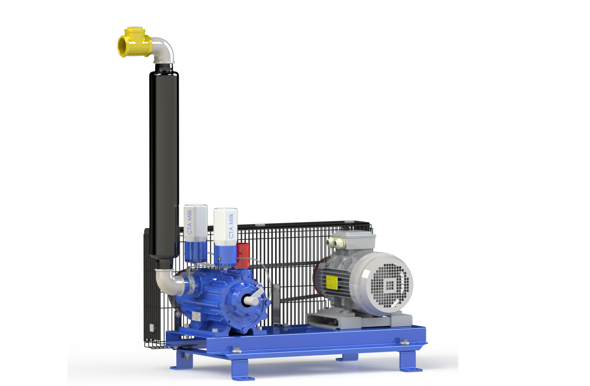 Vakuumpumpe GPV 1600 auf Konsole komplett, 1700 Liter/min, 4 KW / 5,5 PS inkl. Ölabscheider, Öler und Schalldämpfer