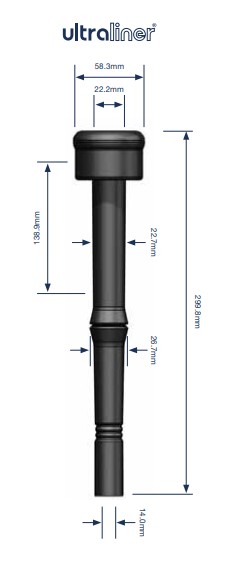 Zitzengummi für SAC 25215010, Loch Ø 22 mm, Anschluss Ø 14 mm, Länge 300 mm
