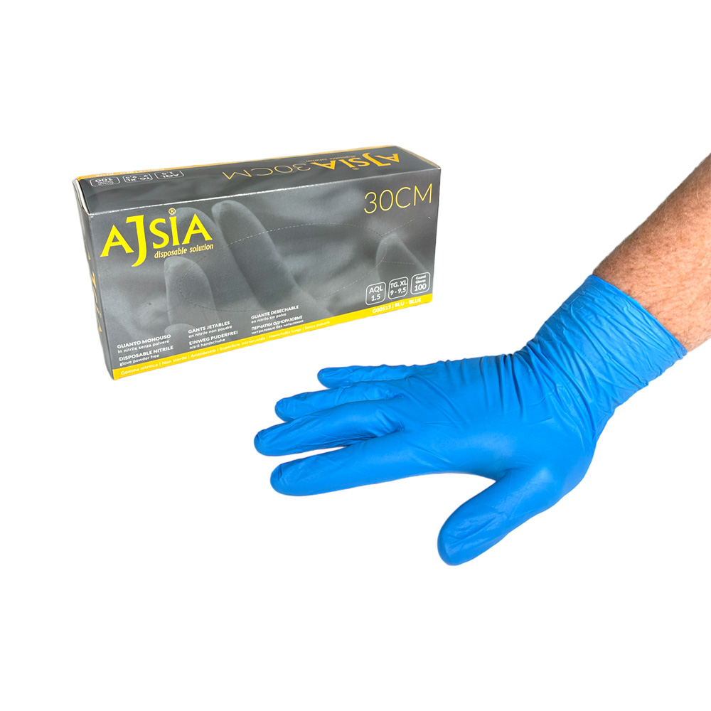 Nitril BM Melkerhandschuhe, blau, puderfrei, langes Modell, Gr. XL, 100 Stück