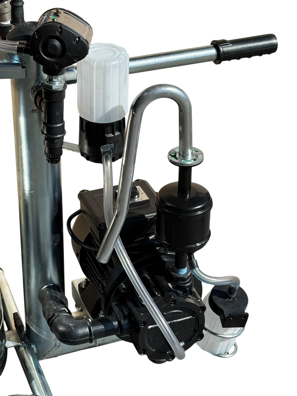 Minimilker Modell ECO+, Vakuumpumpe geölt, 30 Liter Edelstahl Eimer, 150cc Melkzeug std., Black Milk 60/40 Pulsator kompl.