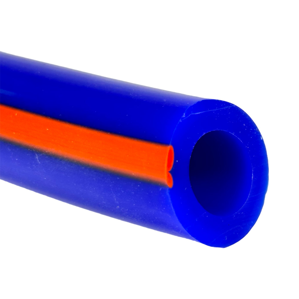 Silikon Milchschlauch, 22 x 36 mm, blau, geeignet für DeLaval mit orangenem Streifen, 25 m Rolle, Original Nummer 91724981