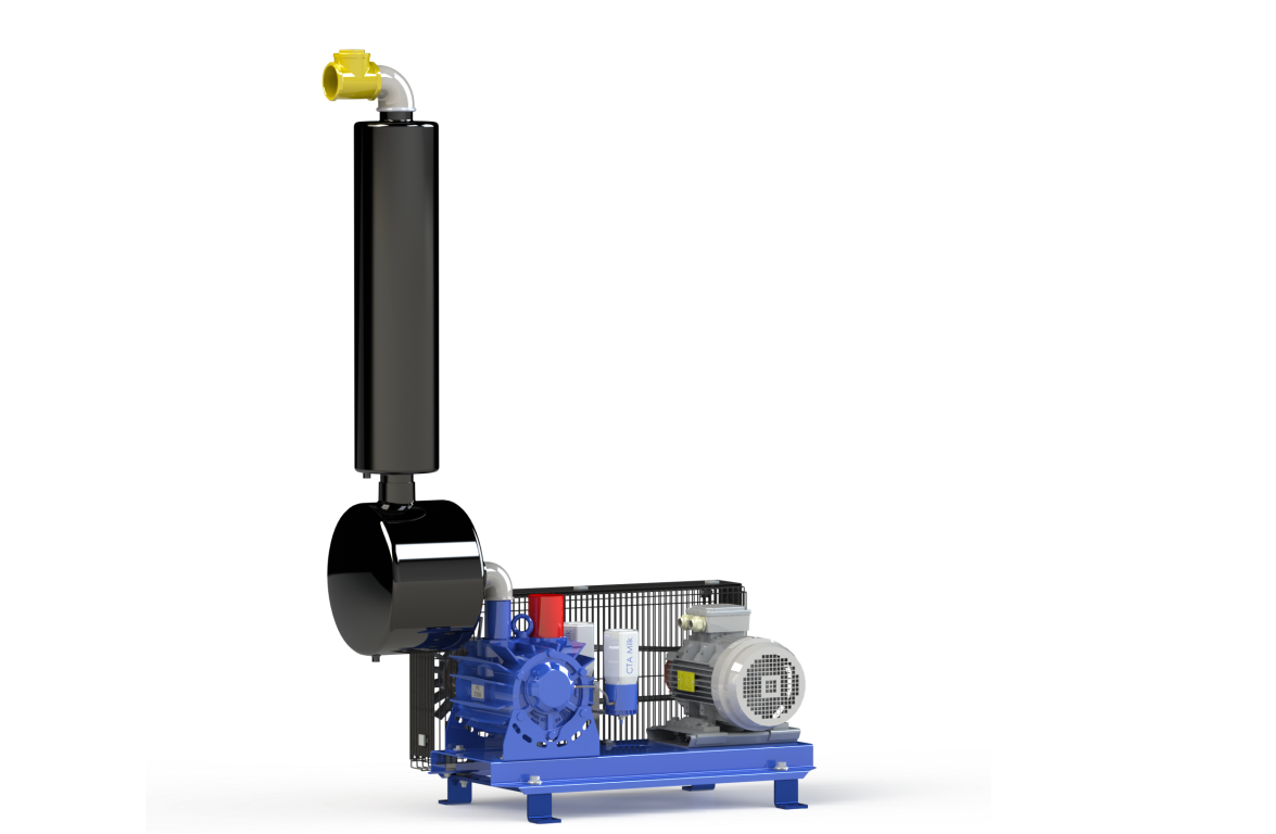 Vakuumpumpe GPV 2200 auf Konsole komplett, 1800 Liter/min, 4 KW / 5,5 PS , inkl. Ölabscheider, Öler und Schalldämpfer