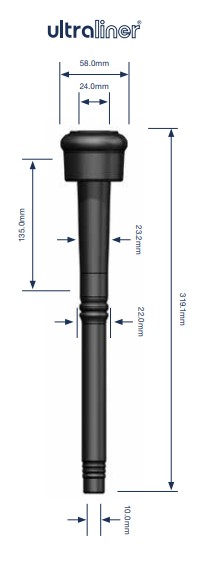 Zitzengummi 381988, Loch Ø 24 mm,Anschluss Ø 10 mm, Länge 319 mm