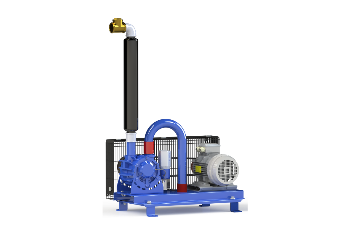 Vakuumpumpe GPV 1500 auf Konsole kompl.  1500 Liter/min, 4 Kw/5,5 PS, inkl. Ölabscheider, Öler und Schalldämpfer