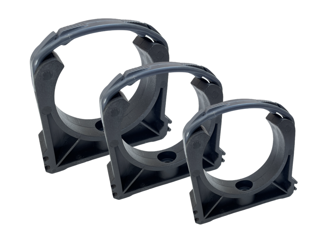 Rohrklemme, PVC Kunststoff, für Ø 63 mm Leitung