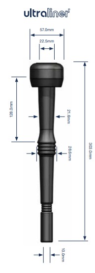 Zitzengummi Ø 22,5 mm Loch, Ø 10 mm Anschluss, Länge 303 mm, passend für Fullwood 20-168 (100er Karton)