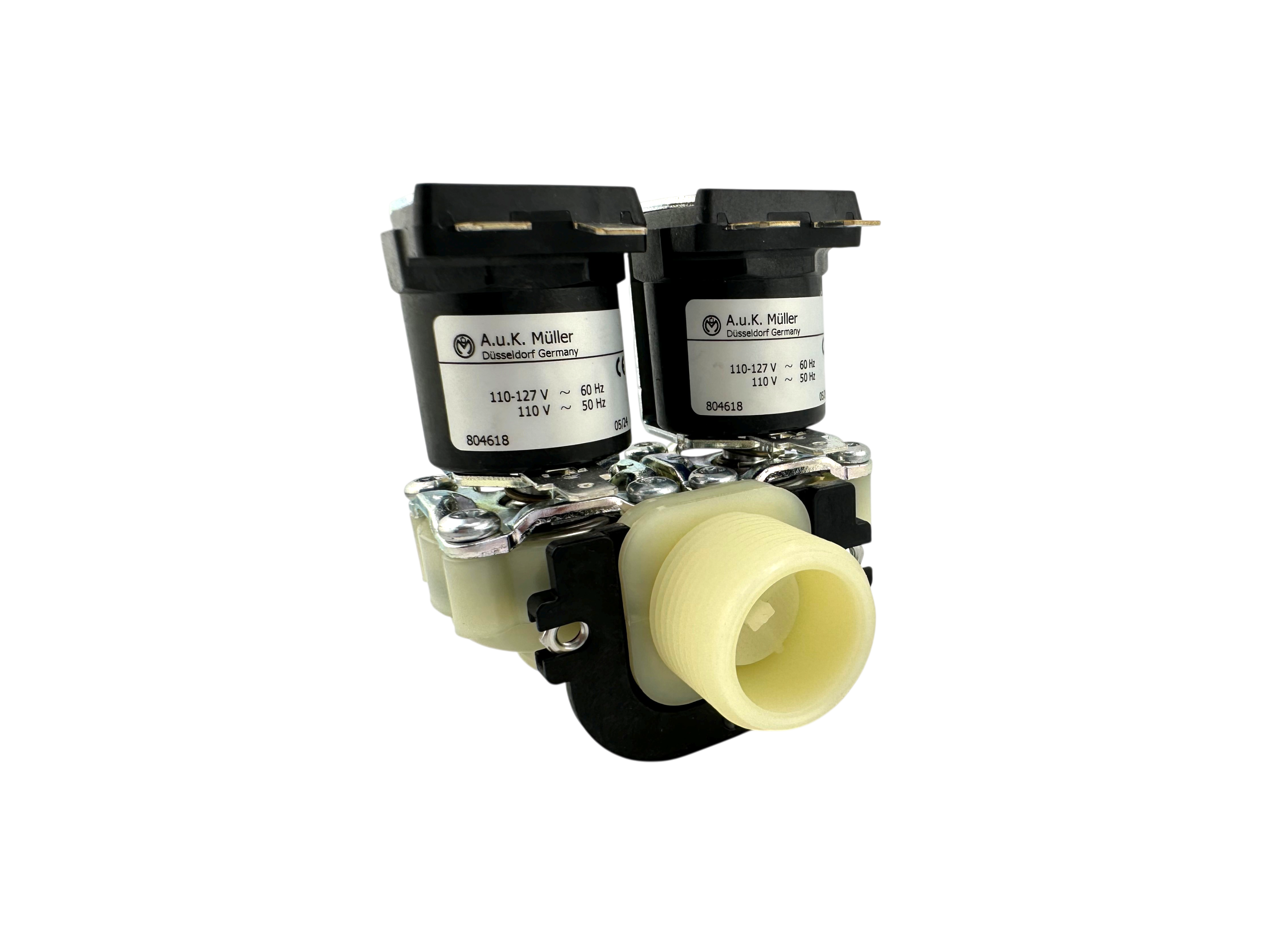 Doppel Magnetventil, gerade, 110V, ¾" Anschlussgewinde, Ø 13,5mm Stutzen