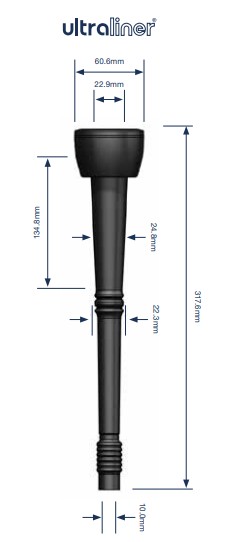 Zitzengummi 381922, Loch Ø 23 mm,Anschluss Ø 9,6 mm, Länge 318 mm
