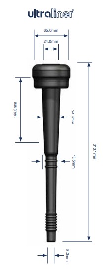 Zitzengummi 381416, Loch Ø 24 mm,Anschluss Ø 8 mm, Länge 310 mm