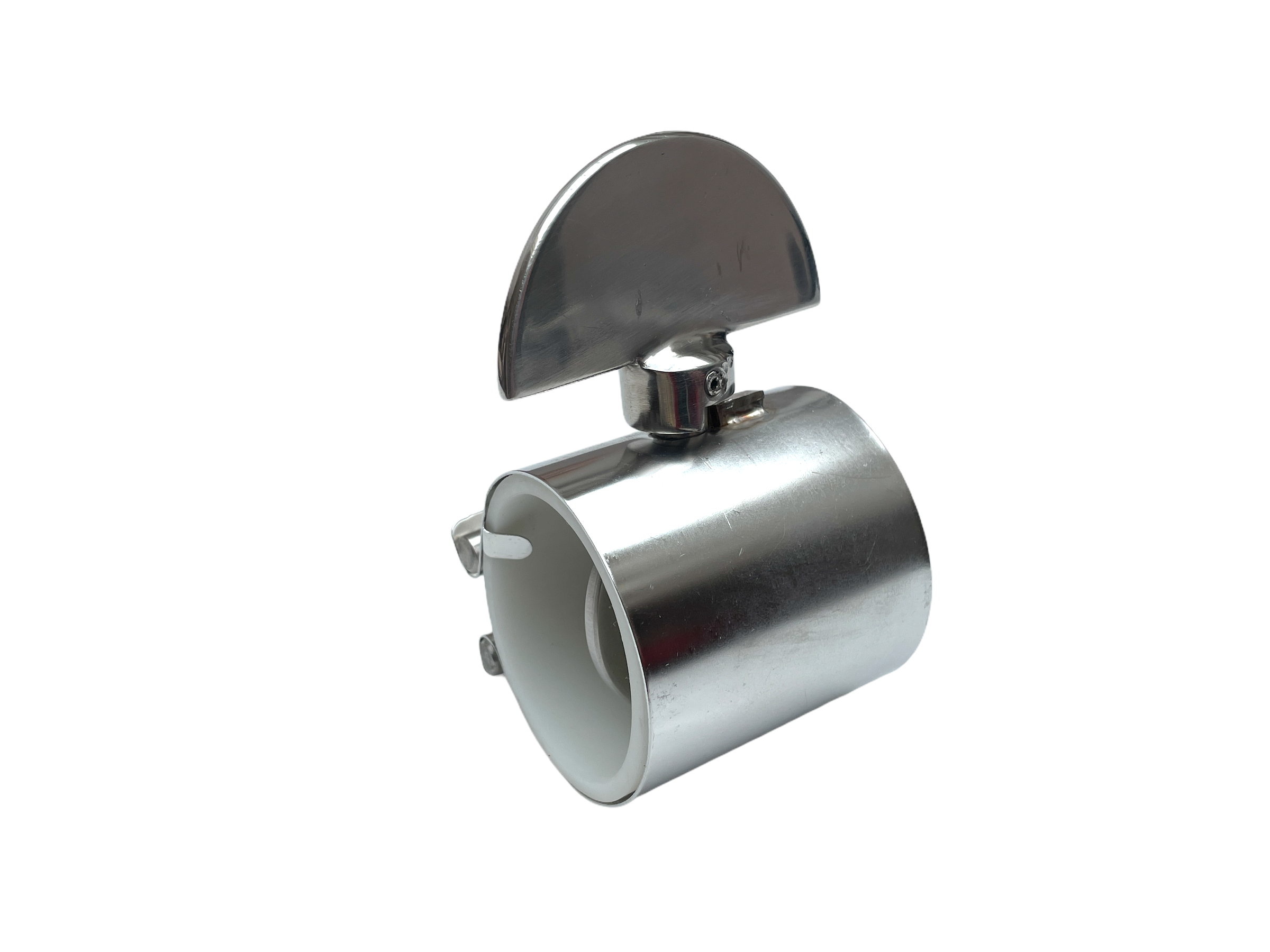2-Wegehahn, Edelstahl, stufenlos einstellbar, mit Anschlag, für Ø 63 mm Leitung
