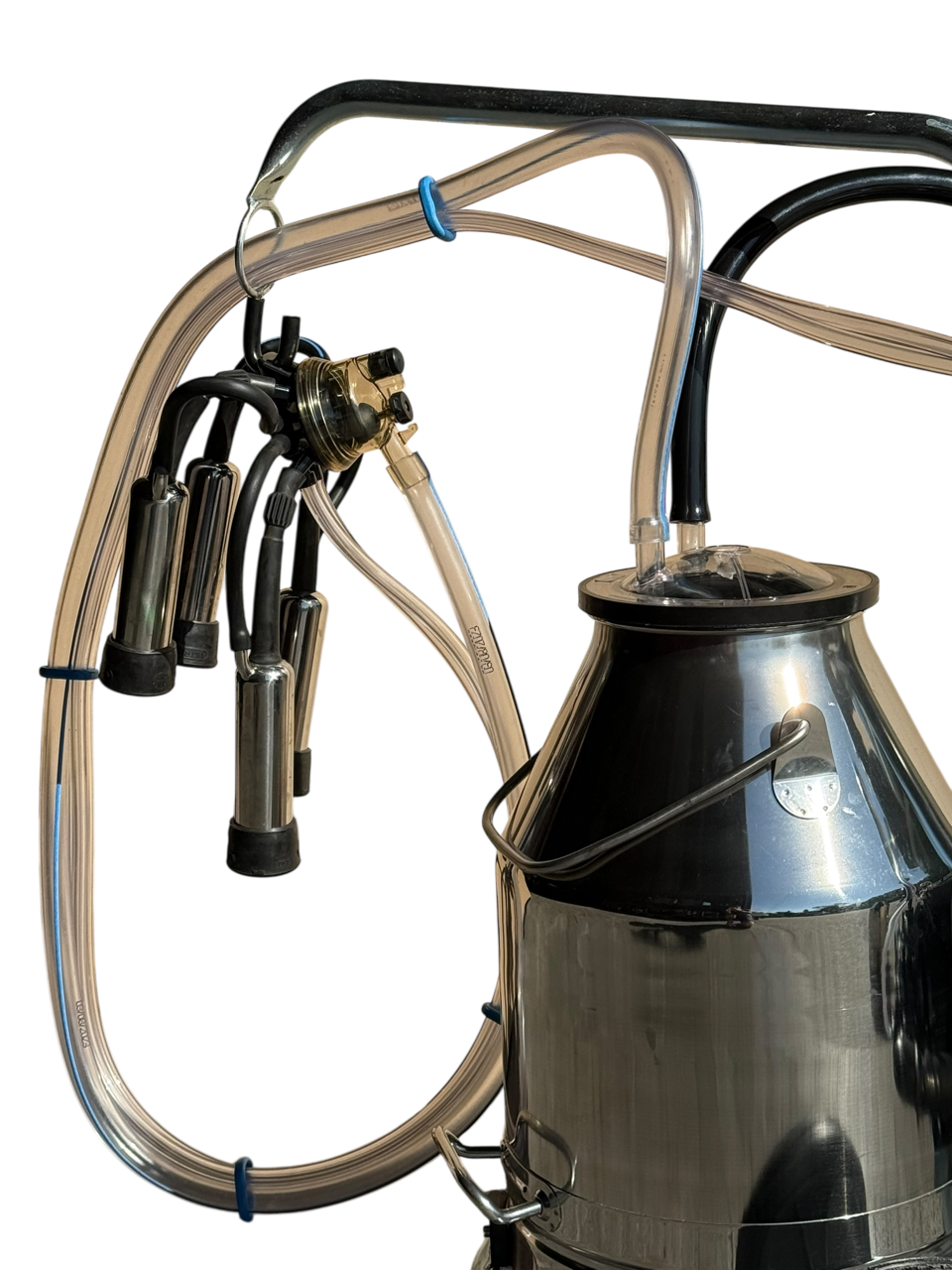 Minimilker Modell ECO+, Vakuumpumpe geölt, 30 Liter Edelstahl Eimer, 150cc Melkzeug std., Black Milk 60/40 Pulsator kompl.