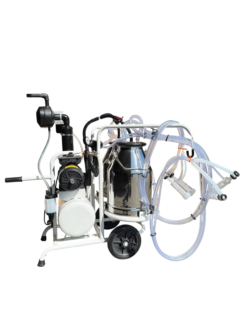 Doppelter Minimilker mit Vakuumtank,  geölter Vakuumpumpe ,kompl. mit 2 x 30 Liter Edelstahl Eimer und 4 x BM Ziege Classic