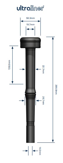 Zitzengummi für SAC 25215012, Loch Ø 20 mm, Anschluss Ø 14 mm, Länge 300 mm